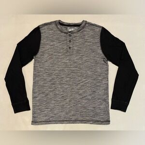 Urban Pipeline Long Sleeve Shirt Youth Boys‎ Size Medium Black Gray 1/4 Button